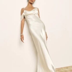 Reformation Ronda white silk dress